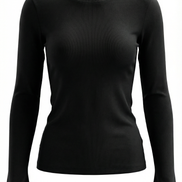 Womens Ribbed Long Sleeve Top – Fitted Crew Neck Essential