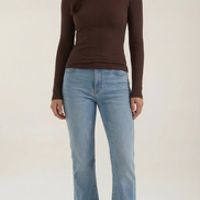Womens Ribbed Long Sleeve Top – Fitted Crew Neck Essential