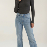 Womens Ribbed Long Sleeve Top – Fitted Crew Neck Essential