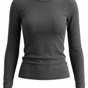 Womens Ribbed Long Sleeve Top – Fitted Crew Neck Essential