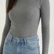 Womens Ribbed Long Sleeve Top – Fitted Crew Neck Essential