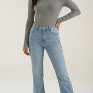 Womens Ribbed Long Sleeve Top – Fitted Crew Neck Essential