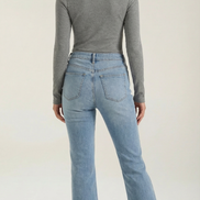 Womens Ribbed Long Sleeve Top – Fitted Crew Neck Essential