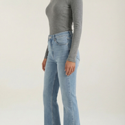 Womens Ribbed Long Sleeve Top – Fitted Crew Neck Essential