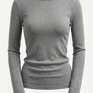 Womens Ribbed Long Sleeve Top – Fitted Crew Neck Essential