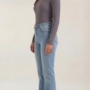 Womens Ribbed Long Sleeve Top – Fitted Crew Neck Essential