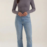 Womens Ribbed Long Sleeve Top – Fitted Crew Neck Essential