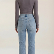 Womens Ribbed Long Sleeve Top – Fitted Crew Neck Essential
