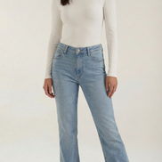 Womens Ribbed Long Sleeve Top – Fitted Crew Neck Essential