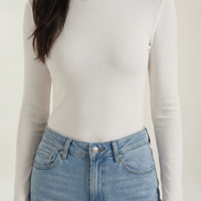 Womens Ribbed Long Sleeve Top – Fitted Crew Neck Essential