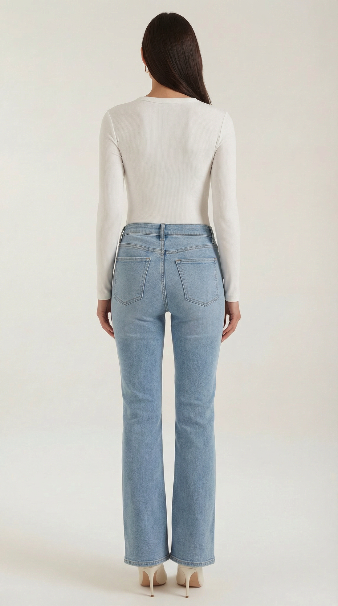 Womens Ribbed Long Sleeve Top – Fitted Crew Neck Essential
