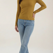 Womens Ribbed Long Sleeve Top – Fitted Crew Neck Essential