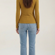 Womens Ribbed Long Sleeve Top – Fitted Crew Neck Essential
