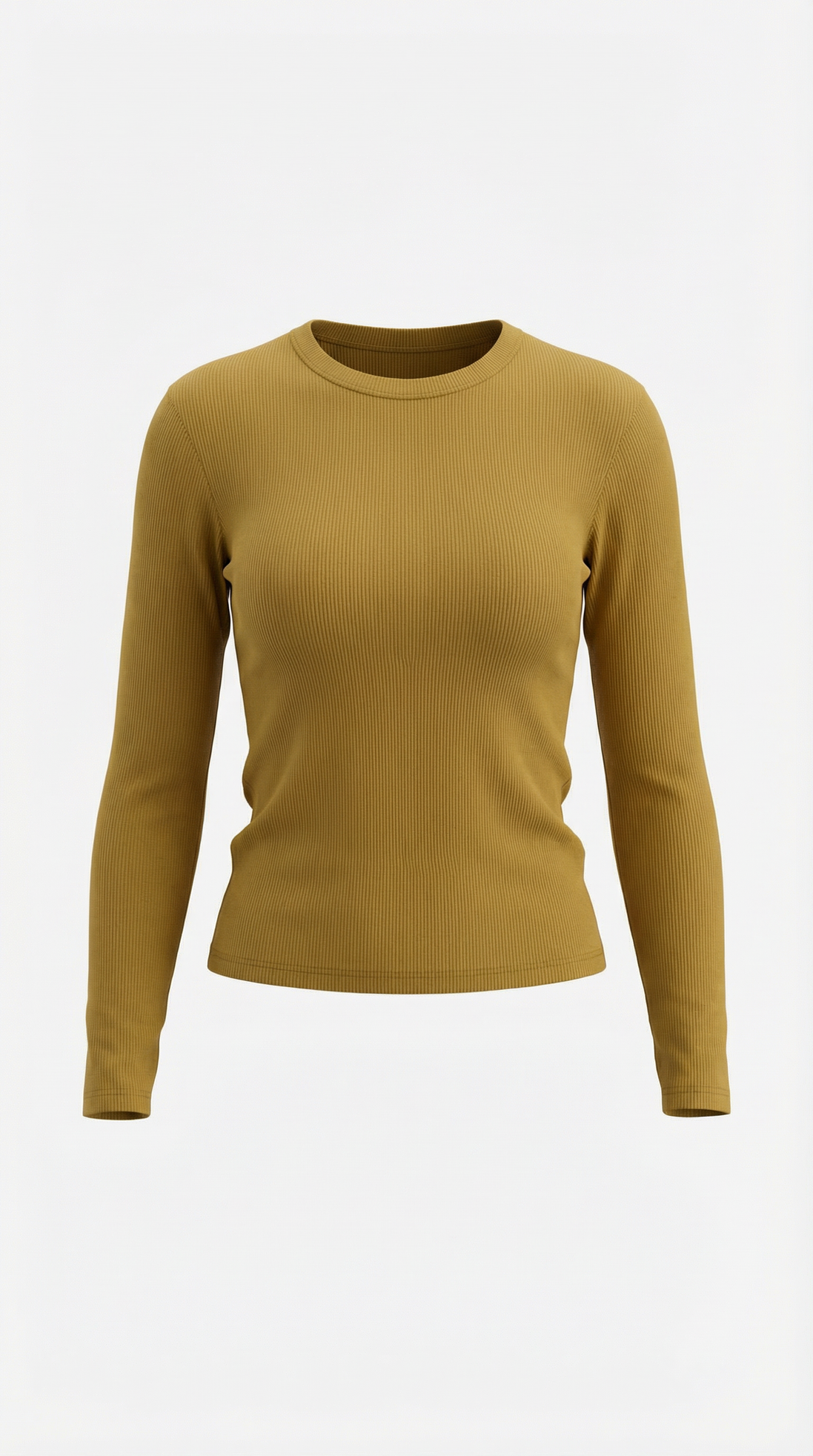 Womens Ribbed Long Sleeve Top – Fitted Crew Neck Essential