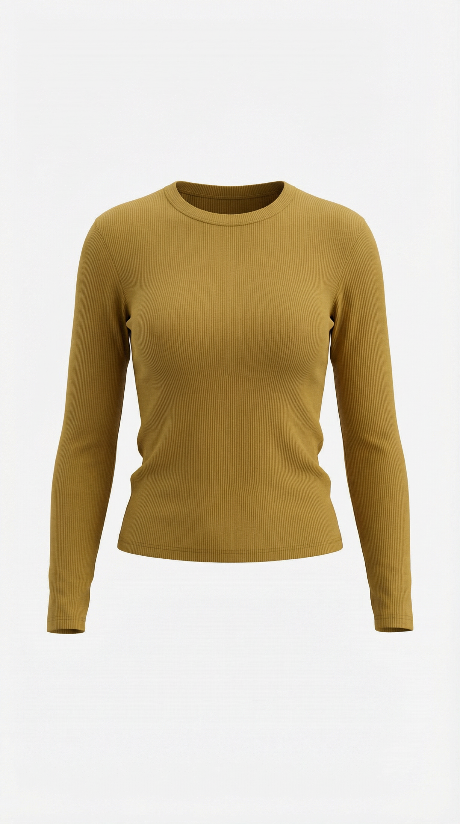 Womens Ribbed Long Sleeve Top – Fitted Crew Neck Essential