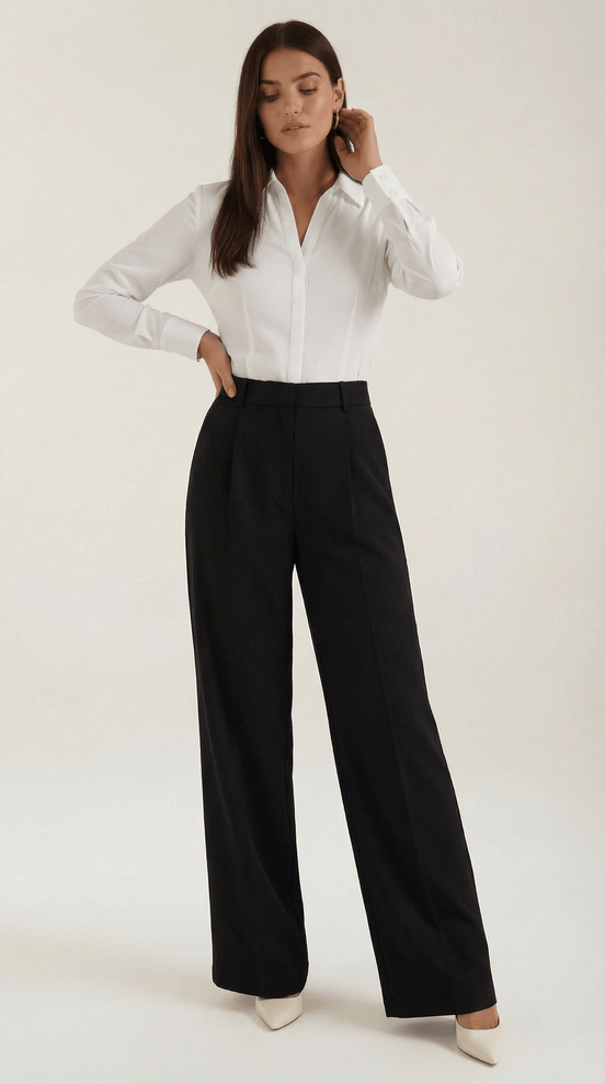Womens Wide Leg Trousers – Tailored High Rise Elegance