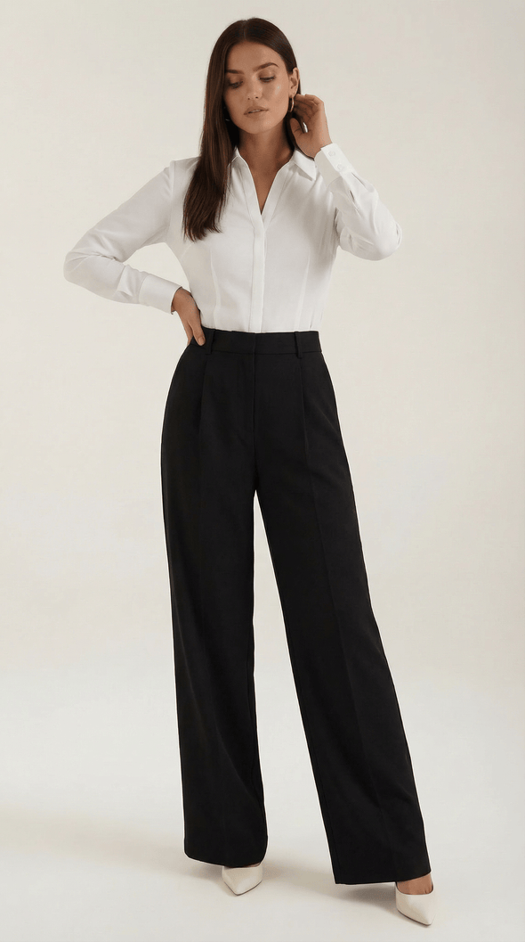 Womens Wide Leg Trousers – Tailored High Rise Elegance