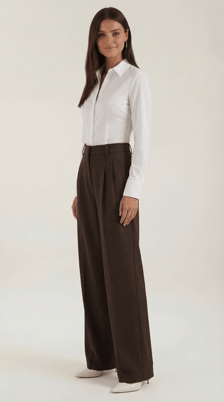 Womens Wide Leg Trousers – Tailored High Rise Elegance