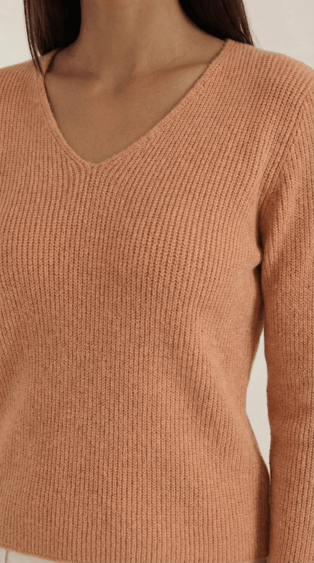 Womens Ribbed V Neck Sweater – Chic Fall Spring Essential