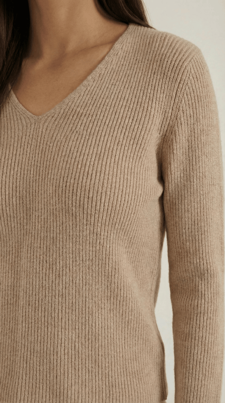 Womens Ribbed V Neck Sweater – Chic Fall Spring Essential