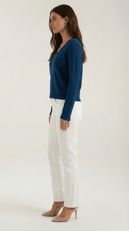 Womens Ribbed V Neck Sweater – Chic Fall Spring Essential