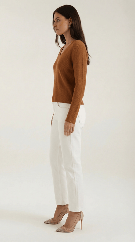 Womens Ribbed V Neck Sweater – Chic Fall Spring Essential