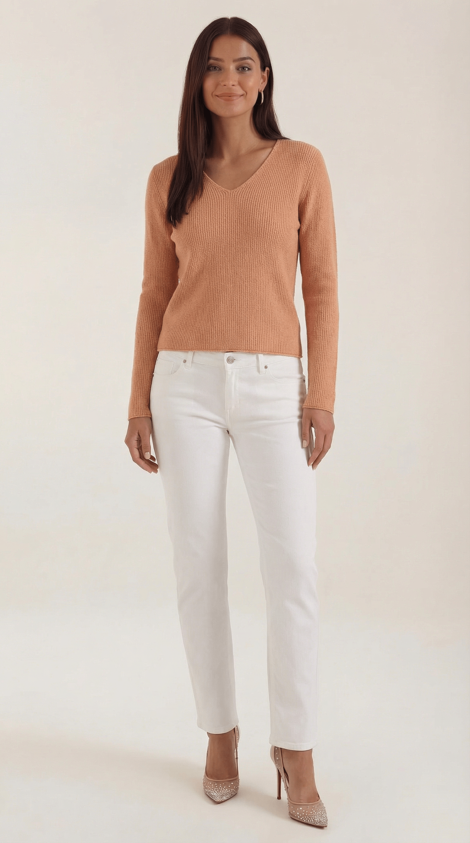 Womens Ribbed V Neck Sweater – Chic Fall Spring Essential