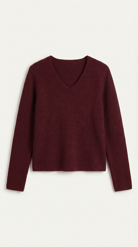 Womens Ribbed V Neck Sweater – Chic Fall Spring Essential