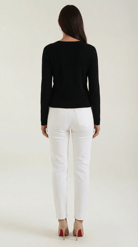 Womens Ribbed V Neck Sweater – Chic Fall Spring Essential