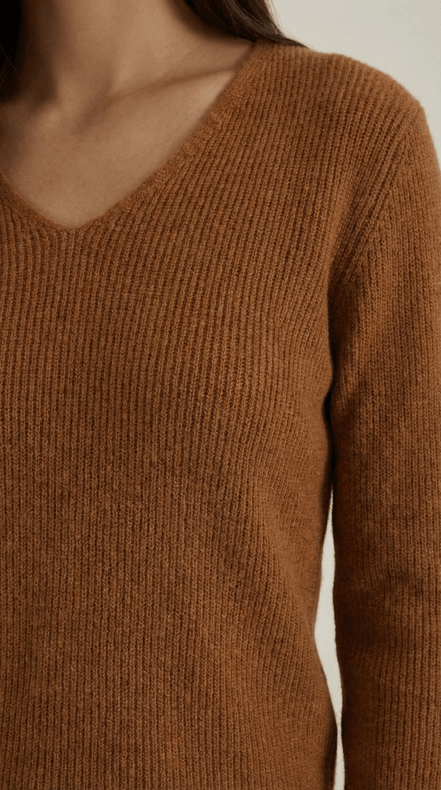 Womens Ribbed V Neck Sweater – Chic Fall Spring Essential
