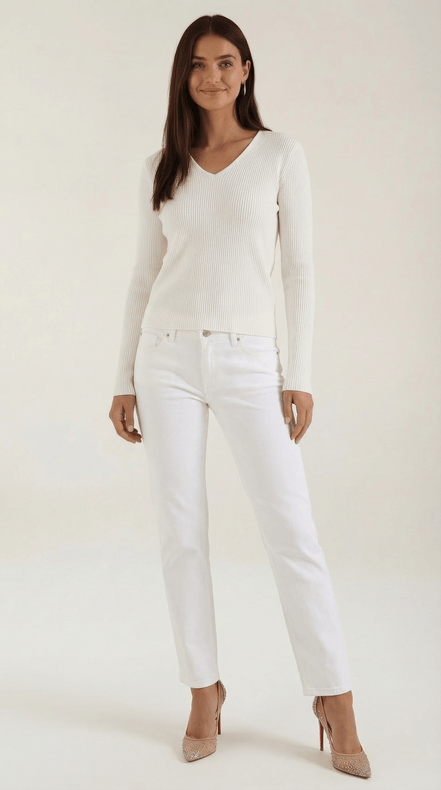 Womens Ribbed V Neck Sweater – Chic Fall Spring Essential