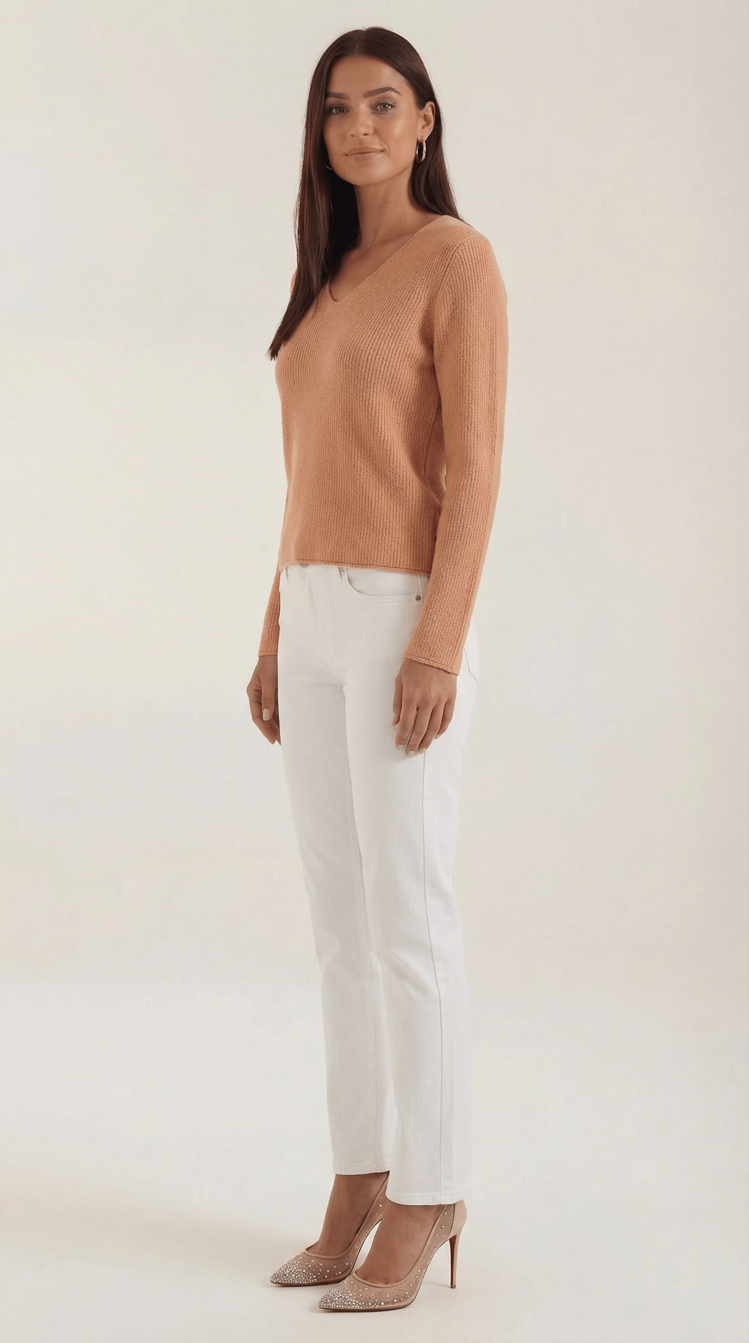 Womens Ribbed V Neck Sweater – Chic Fall Spring Essential