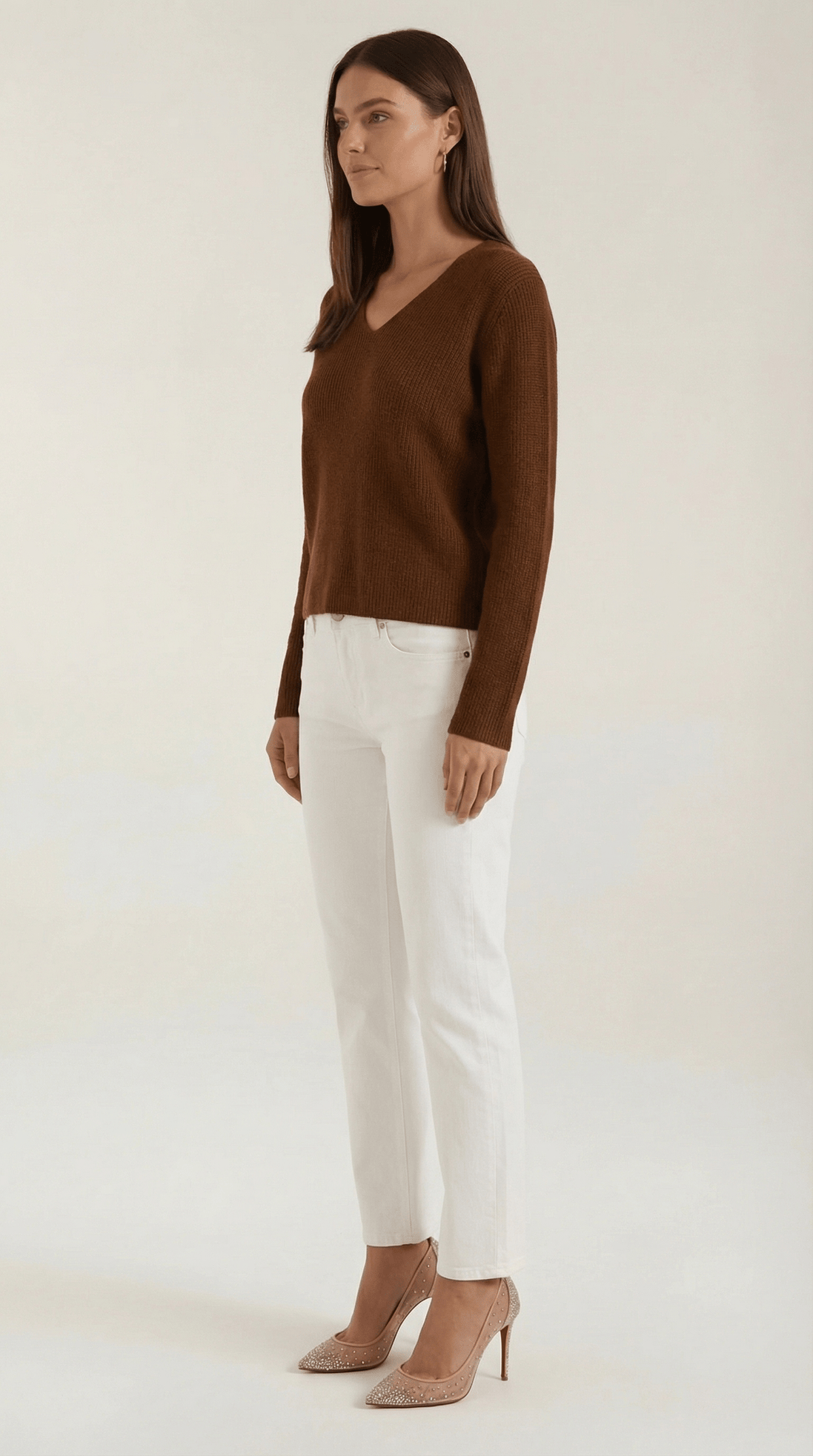 Womens Ribbed V Neck Sweater – Chic Fall Spring Essential