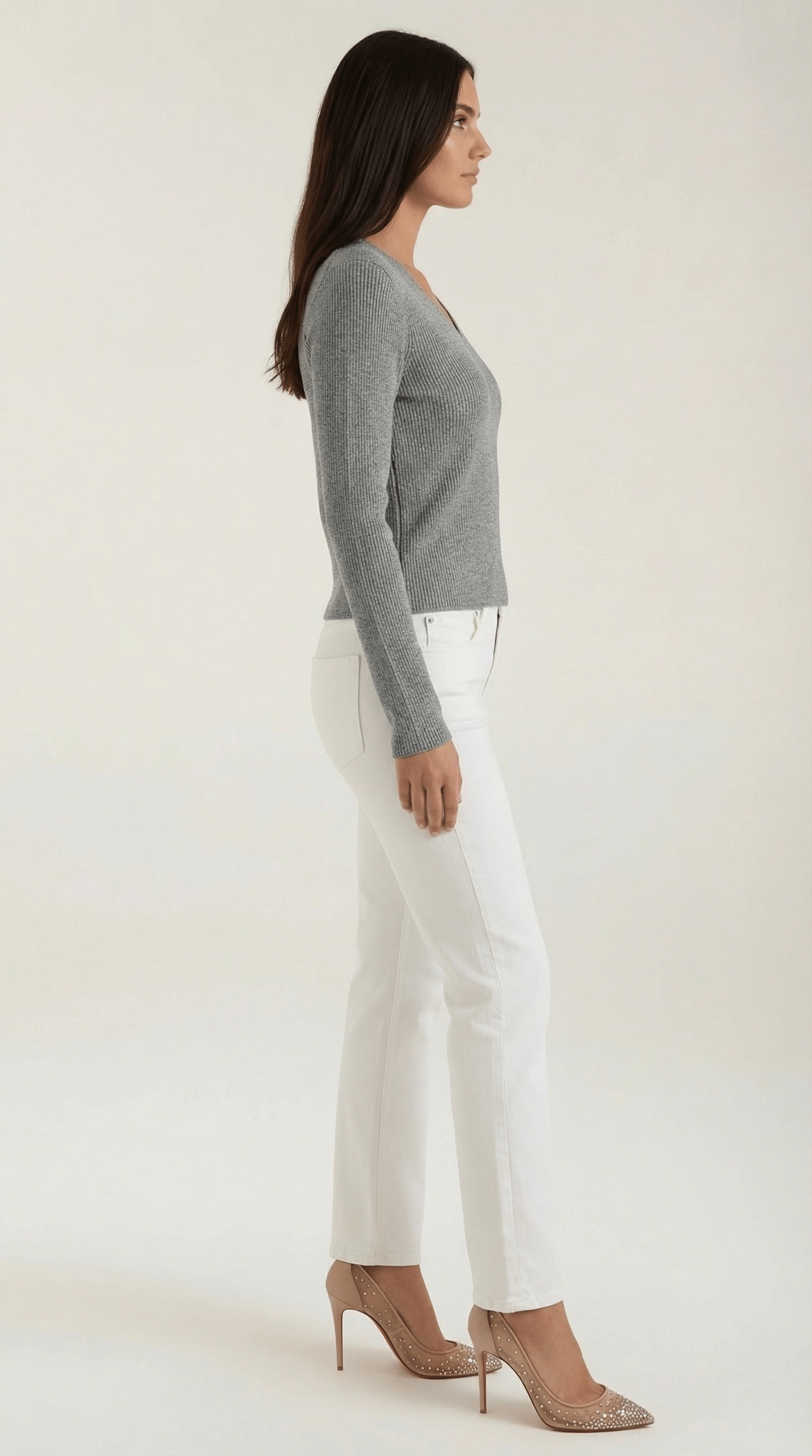 Womens Ribbed V Neck Sweater – Chic Fall Spring Essential