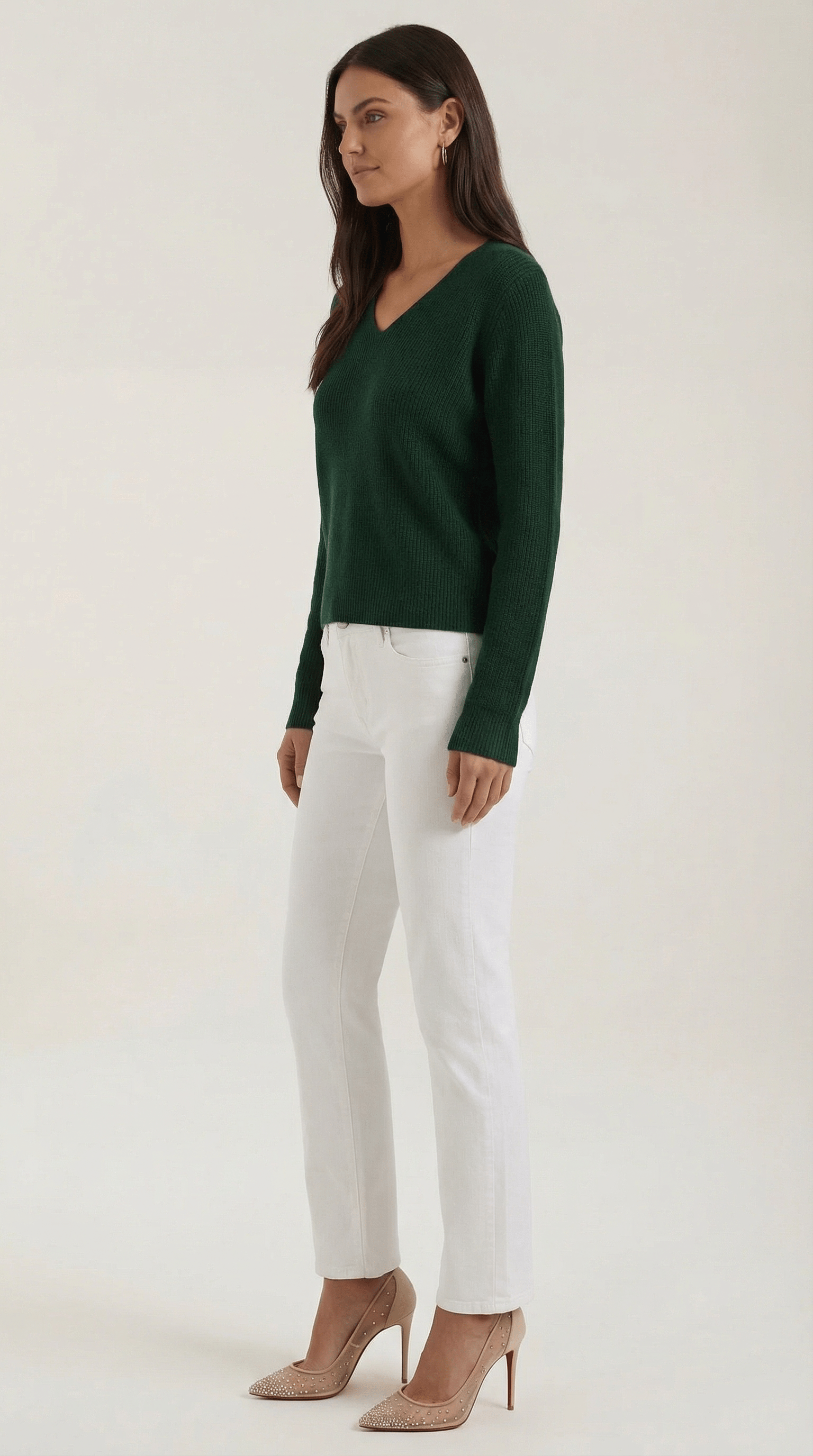 Womens Ribbed V Neck Sweater – Chic Fall Spring Essential