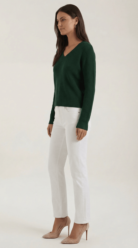 Womens Ribbed V Neck Sweater – Chic Fall Spring Essential