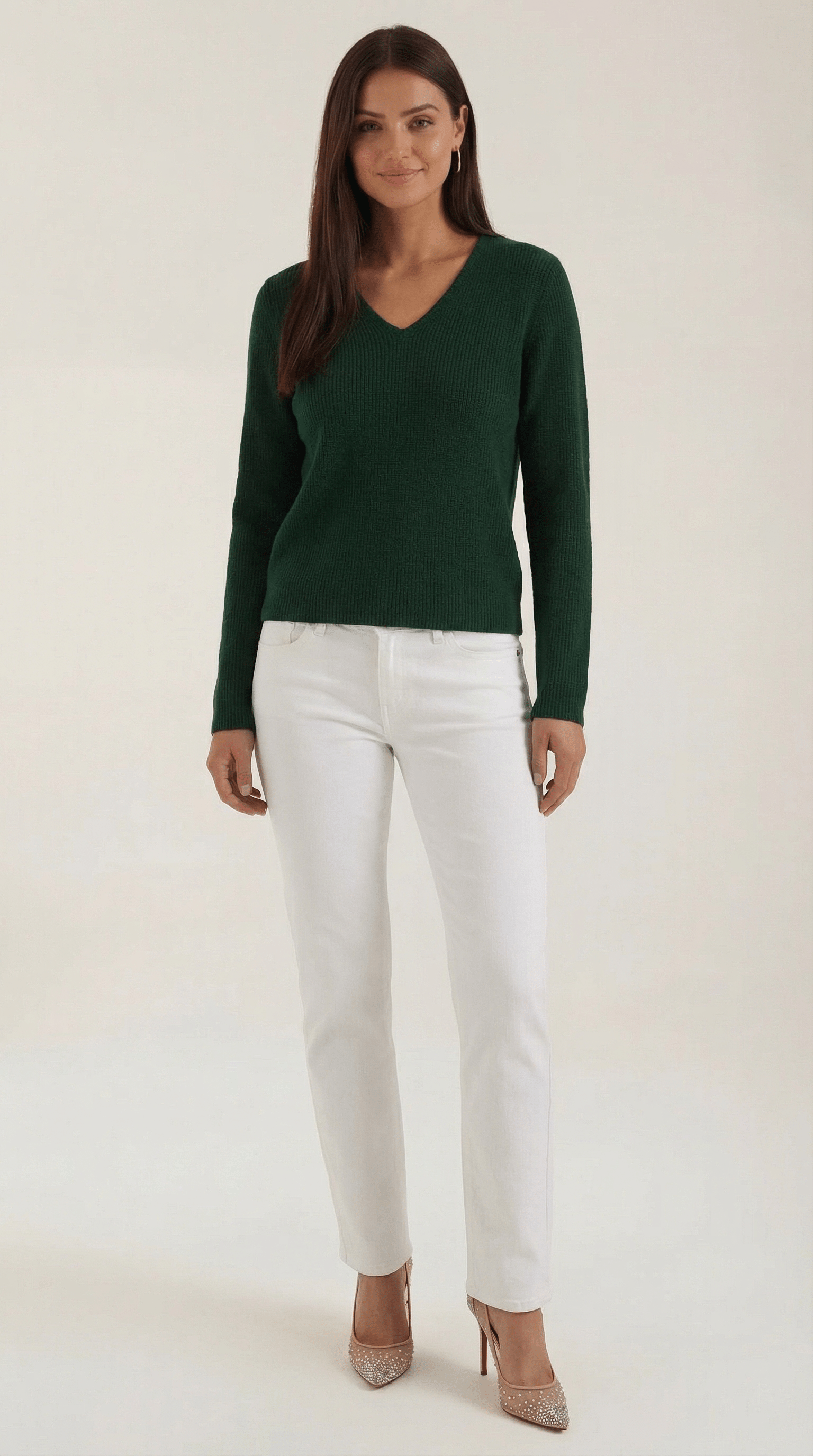 Womens Ribbed V Neck Sweater – Chic Fall Spring Essential