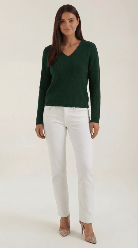 Womens Ribbed V Neck Sweater – Chic Fall Spring Essential