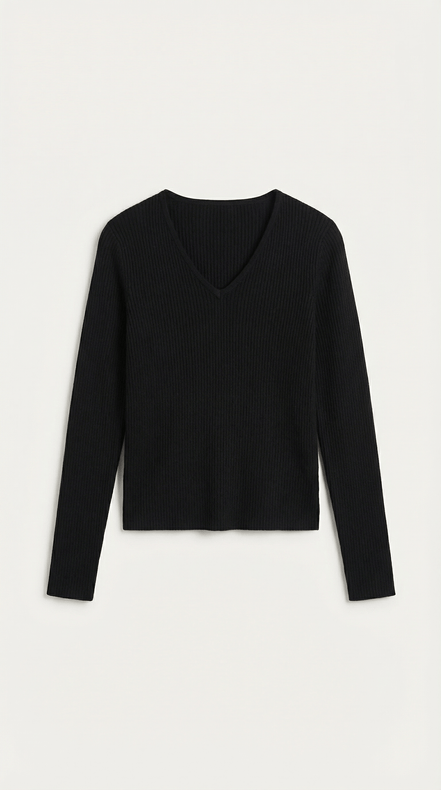Womens Ribbed V Neck Sweater – Chic Fall Spring Essential