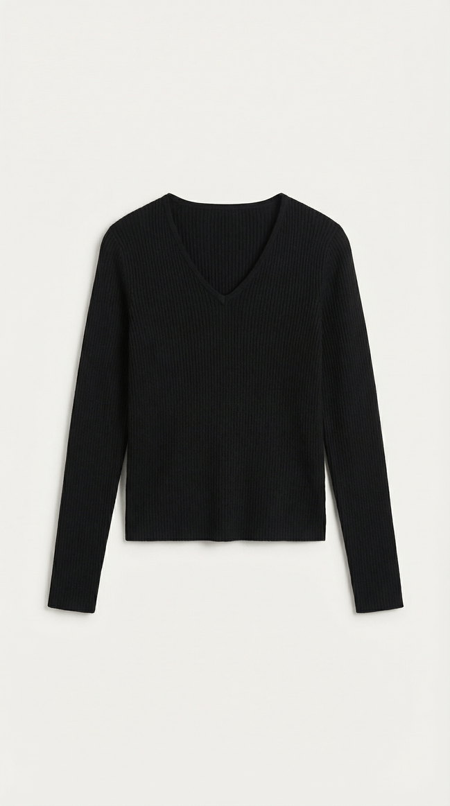 Womens Ribbed V Neck Sweater – Chic Fall Spring Essential