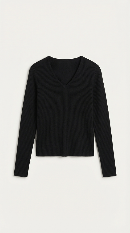Womens Ribbed V Neck Sweater – Chic Fall Spring Essential