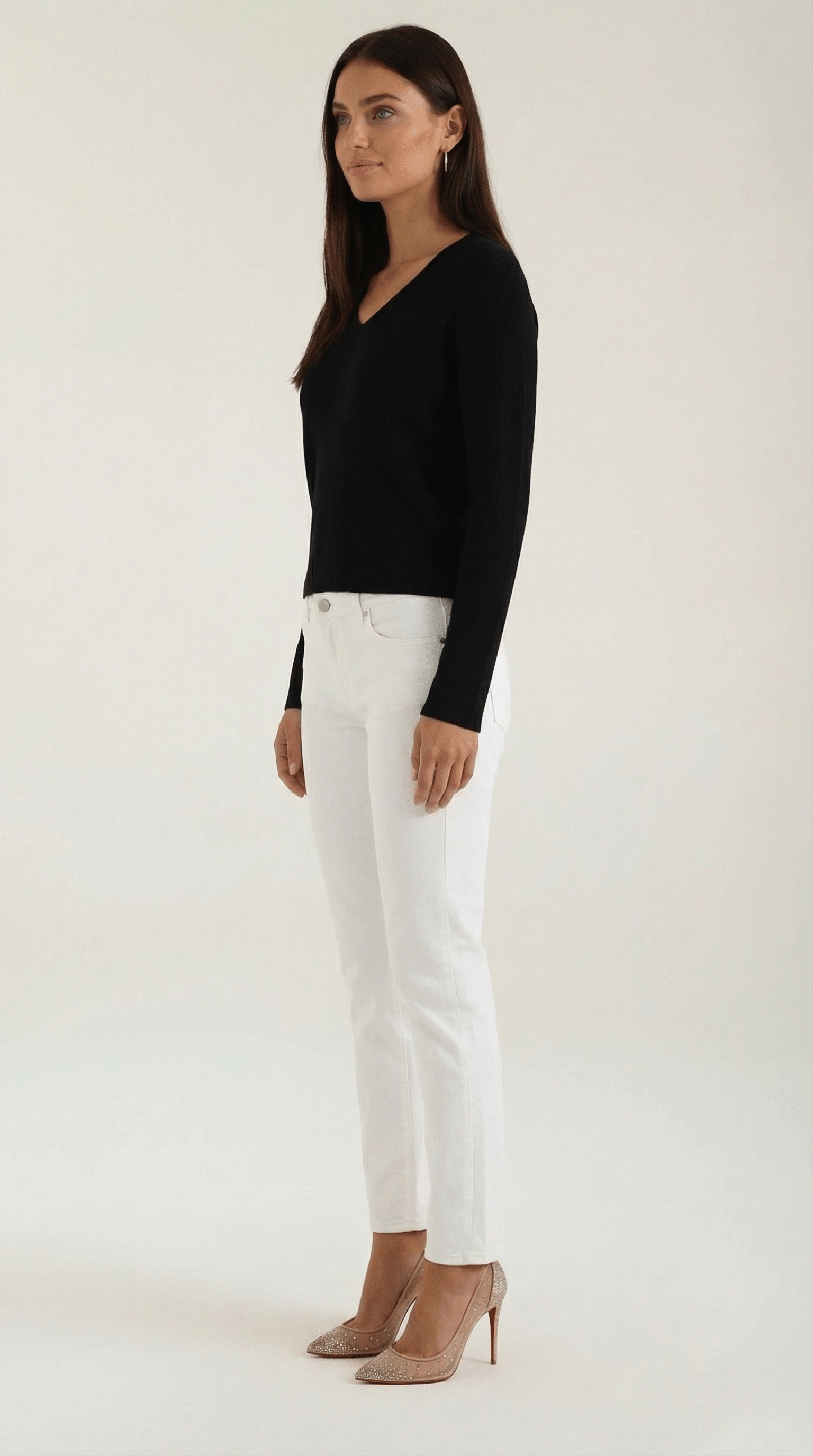 Womens Ribbed V Neck Sweater – Chic Fall Spring Essential