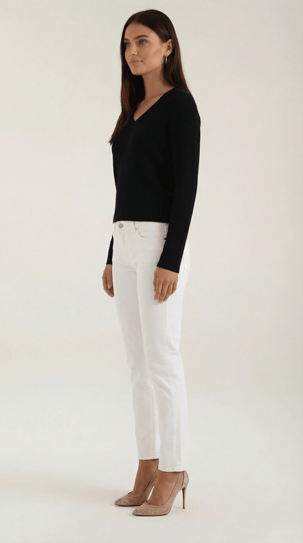 Womens Ribbed V Neck Sweater – Chic Fall Spring Essential