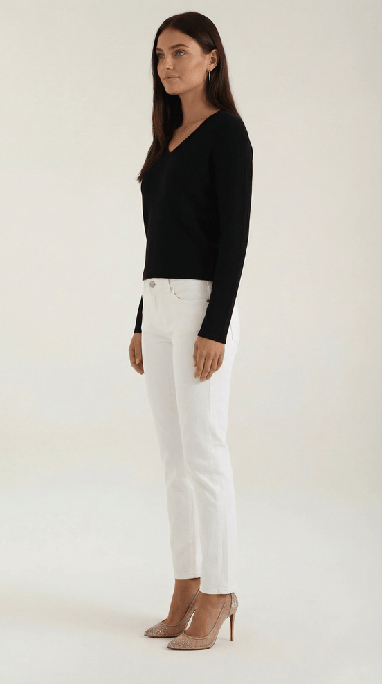 Womens Ribbed V Neck Sweater – Chic Fall Spring Essential