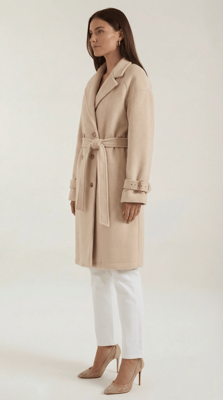 Womens Belted Trench Coat – Classic Double Breasted Elegant Style