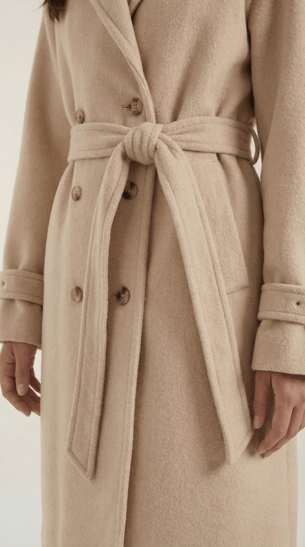 Womens Belted Trench Coat – Classic Double Breasted Elegant Style