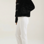 Womens Cropped Statement Jacket – Buckle Detail Modern Style