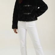 Womens Cropped Statement Jacket – Buckle Detail Modern Style