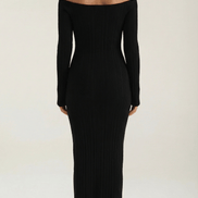 Womens Off Shoulder Maxi Dress – Elegant Ribbed Statement Style