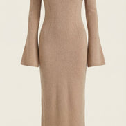 Quinn – Ribbed Maxi Dress Women Off Shoulder Dress Bell Sleeve Elegant